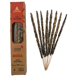 Pachet de 3 bețișoare de tămâie cu smirnă organică AROMA Nature - 8 bețișoare, durată 1 oră