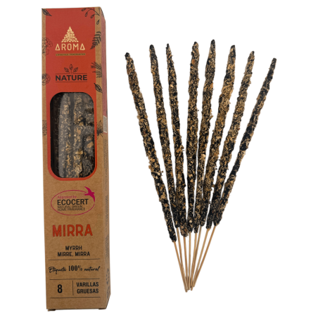 Confezione da 3 incensi biologici alla mirra AROMA Nature - 8 bastoncini, durata 1 ora