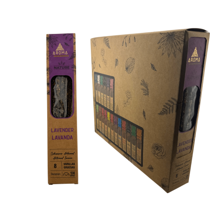 Cutie de tămâie cu lavandă organică AROMA Nature - 12 cutii a câte 8 bețișoare groase