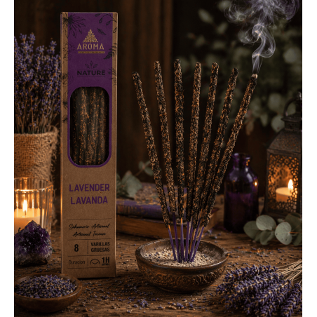 علبة بخور اللافندر العضوي AROMA ناتشر - 12 علبة تحتوي على 8 أعواد سميكة
