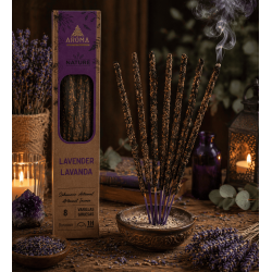 AROMA Nature Organic Lavender Incense Pack (3 sticks) - 8 sticks, 1 hour burn time