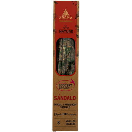 Caixa de incenso de sândalo orgânico AROMA Nature - 12 caixas com 8 varetas grossas cada.