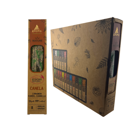 Cutie de tămâie cu scorțișoară organică AROMA Nature - 12 cutii a câte 8 bețișoare groase