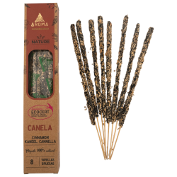 Caixa de Incenso de Canela Orgânica AROMA Nature - 12 caixas com 8 varetas grossas cada