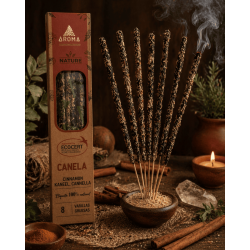 Opakowanie 3 organicznych kadzidełek cynamonowych AROMA Nature - 8 patyczków, czas działania 1 godzina