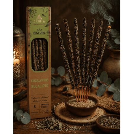 Caixa Encens Orgànic Eucaliptus AROMA Nature - 12 capsetes de 8 barretes gruixudes