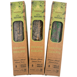 Pachet de 3 bețișoare parfumate cu eucalipt organic AROMA Nature - 8 bețișoare, durată 1 oră