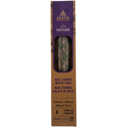 Pack 3x Encens Orgànic Nag Champa i Salvia Blanca AROMA Nature - 8 varetes 1h durada