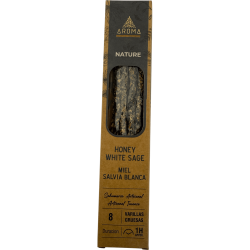 Scatola di incenso biologico Miele Salvia Bianca AROMA Natura - 12 scatole da 8 bastoncini spessi