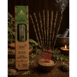 Verpakking van 3 biologische rue wierookstokjes AROMA Nature - 8 stokjes, brandduur 1 uur