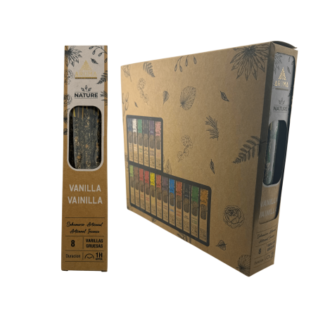 AROMA Nature Biologische Vanille Wierook Doos - 12 doosjes van 8 dikke stokjes