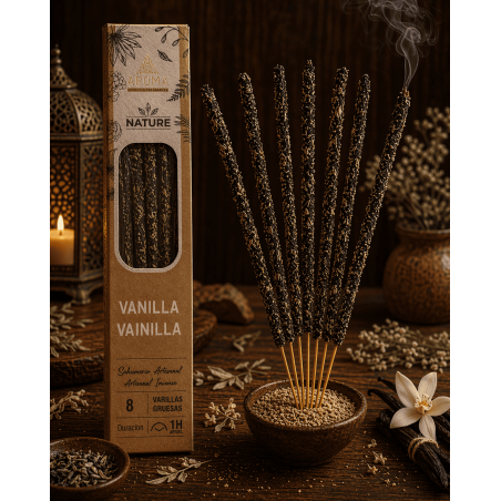 علبة بخور الفانيليا العضوية AROMA ناتشر - 12 علبة تحتوي على 8 أعواد سميكة
