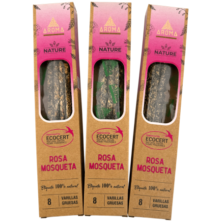 Pack of 3 Organic Rosehip Incense AROMA Nature - 8 sticks, 1 hour duration