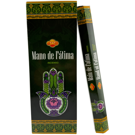 SAC Hand of Fatima Incense - Box of 6 hexagonal packs of 20 sticks each, 120 incense sticks
