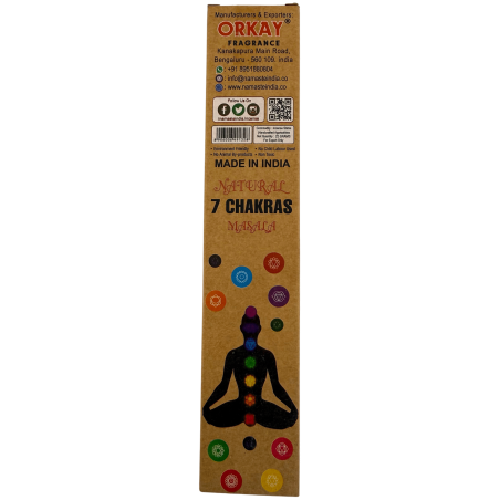Encens natural 7 Chakras Namaste Índia Natural Masala Orkay - 1 paquet d'encens orgànic 30gr.