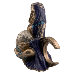 Statuetta in resina raffigurante Gaia, la Dea Madre Terra e la Tripla Luna - 20x10x15 cm