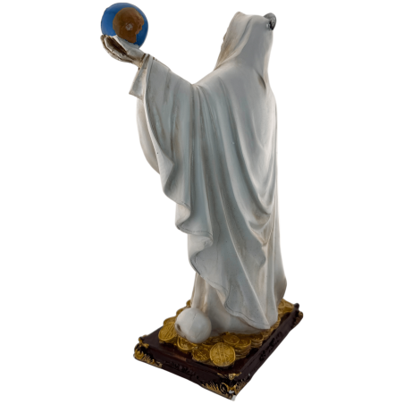 Figurine en résine de Santa Muerte blanche avec boule, 30 cm