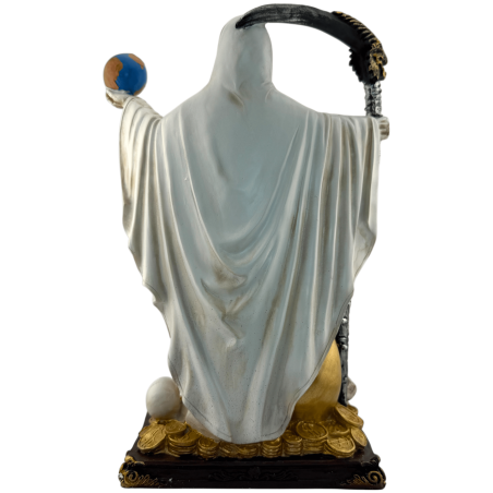 Vit Santa Muerte Resinfigur med Boll 30cm