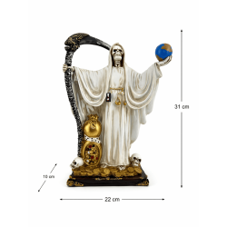 Figurină din rășină Santa Muerte albă cu minge 30 cm
