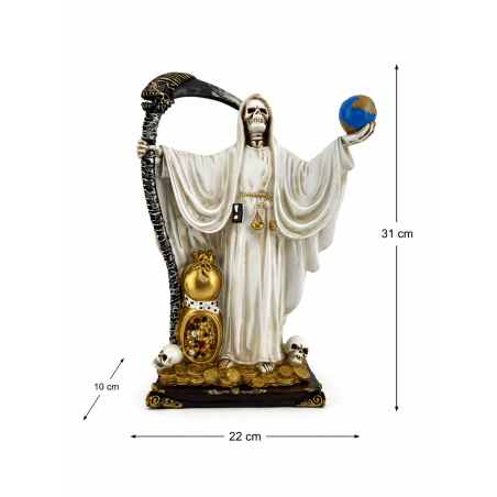 Figura Resina Santa Mort Blanca amb Bola 30cm