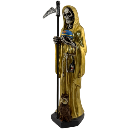 Figurine Santa Muerte en résine 20 cm Doré
