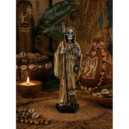 Figurine Santa Muerte en résine 20 cm Doré