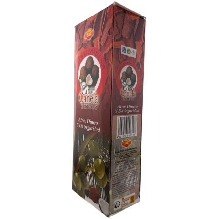 Incienso SAC Coco Canela - Caja de 6 paquetes hexagonales de 20 barritas 120 barritas de incienso