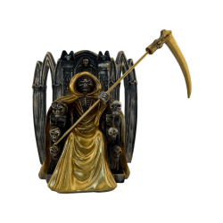Żywiczna figura Santa Muerte siedząca 15 cm złota