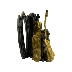 Harzfigur der sitzenden Santa Muerte, 15 cm, Gold