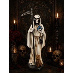 Weiße Weihnachtsmann-Muerte-Harzfigur, 30 cm