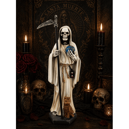 Figurina Santa Muerte din rasina alba 30cm