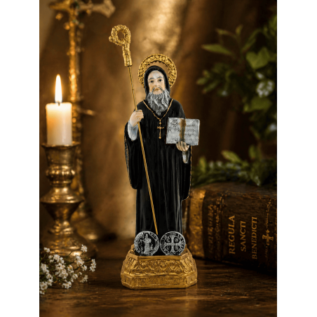 Żywiczna figura Świętego Benedykta 16cm