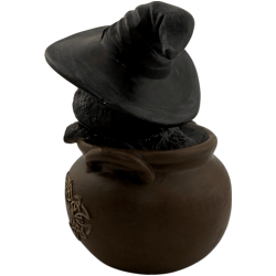 Resin figure Witch Cat in cauldron 11cm