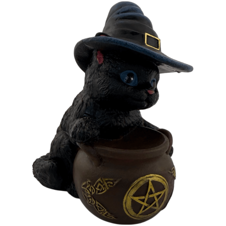 Figura Resina Gato Brujo en tinaja 11cm