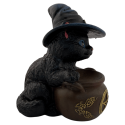 Resin figure of a Witch Cat in a jar, 11cm