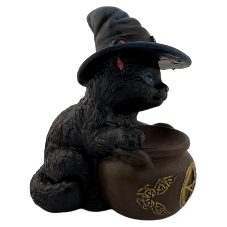 Resin figure of a Witch Cat in a jar, 11cm