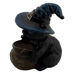 Figurine en résine d'un chat sorcier dans un bocal, 11 cm