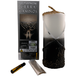 Candela speciale per chiudere i percorsi 14x6cm - Include rituale, olio e polveri