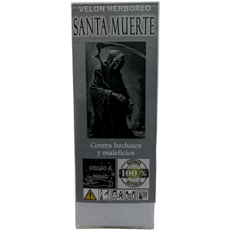Santa Muerte Kräuterkerze – Esoterische Kerze 14x6cm – Gegen Zauber und Flüche