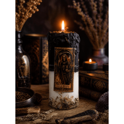 Kerze für den Heiligen Tod – Esoterische Kerze 14 x 6 cm, inklusive Öl und Ritual – Schutz