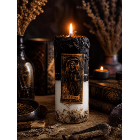 Vela de Oferenda Especial para Santa Morte - Vela Esotérica 14x6cm Inclui Óleo e Ritual - Proteção