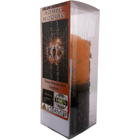 Candela alle erbe per rompere i blocchi - Candela esoterica 14x6cm - Rimuove gli ostacoli fisici ed energetici