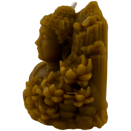 Honey Buddha Candle with Lotus Flower 8x7cm.