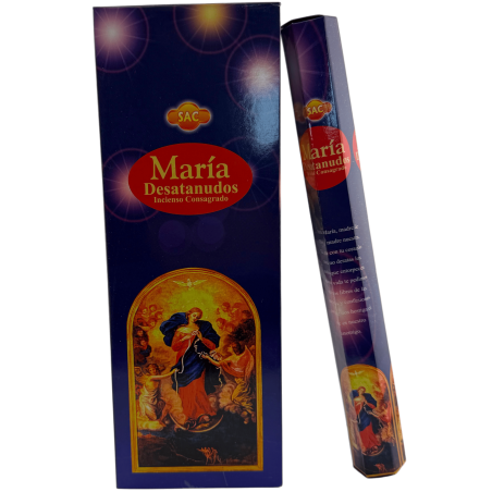 Encens SAC Maria à dénouer - Boîte de 6 paquets hexagonaux de 20 bâtonnets chacun, soit 120 bâtonnets d'encens