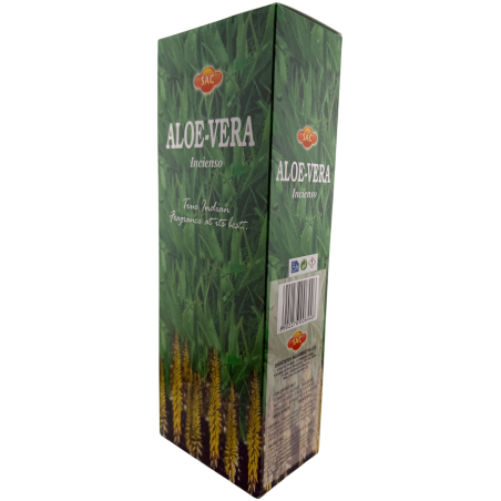 Incenso de Aloe Vera SAC - Caixa com 6 embalagens hexagonais de 20 varetas cada, totalizando 120 varetas de incenso.