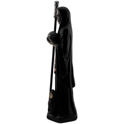 Schwarze Santa Muerte Harzfigur 15 cm.