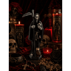Schwarze Santa Muerte Harzfigur 15 cm.