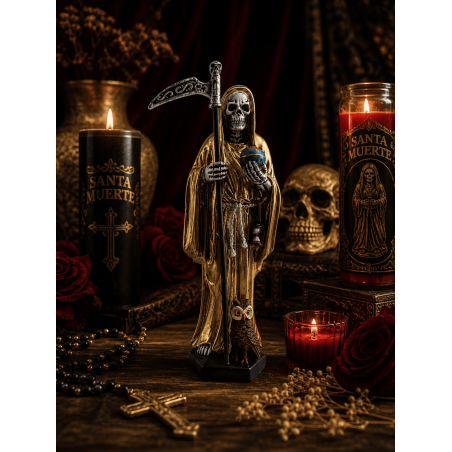 Złota figurka z żywicy Santa Muerte 15cm.