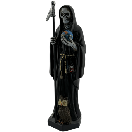 Figur Santa Muerte aus Kunstharz, 20 cm, Schwarz
