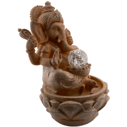 Fontaine à eau Ganesha en résine avec lumière 18x18x29